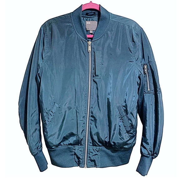 ASOS Bomber Jacket With MA1 Pocket in Teal Color Men’s Bomber Jacket Size M - Picture 1 of 9